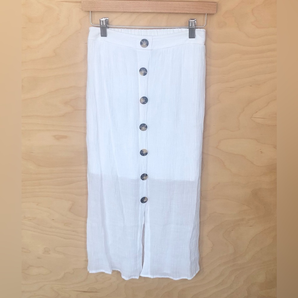 BCX White Button-Front Casual Maxi Skirt Womens XS.